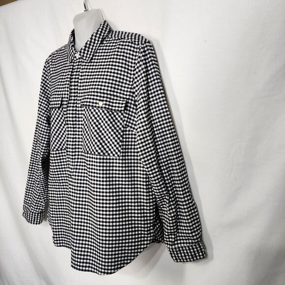 J Crew Mercantile Shirt Jacket Size Medium Black Plaid Gingham Flannel Pullover - Picture 5 of 10